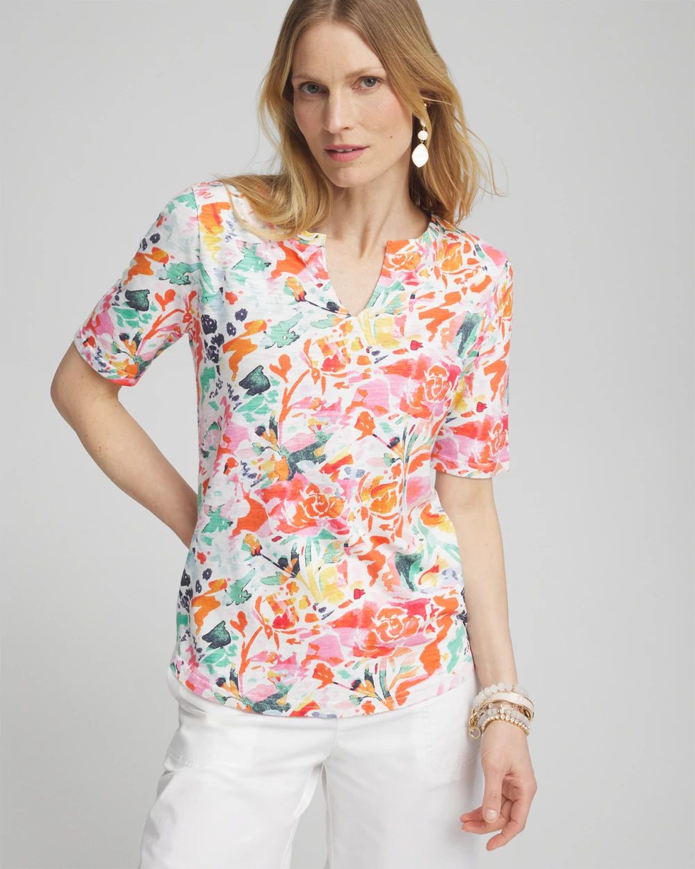 Abstract Notch Neck Tee | Chico's